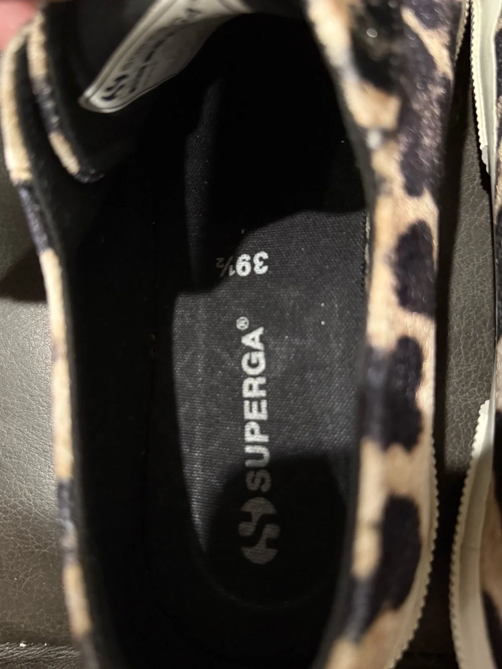 Superga Black and Tan Leopard Print Velvet Sneakers - Picture 6 of 7